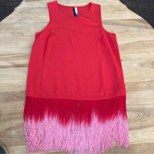 Kensie Red and Pink size small fringe sleeveless shirt top flapper